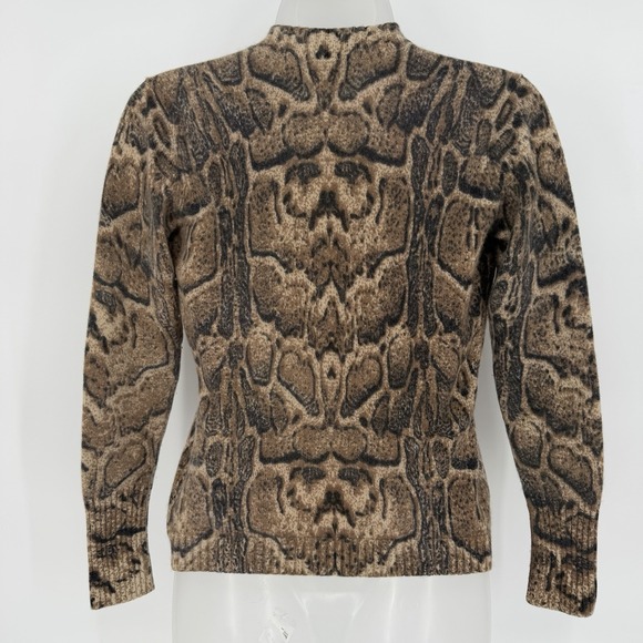 Neiman Marcus Sz S Animal Print 100% Cashmere Crop Shawl Cardigan Sweater Luxury - Picture 3 of 6